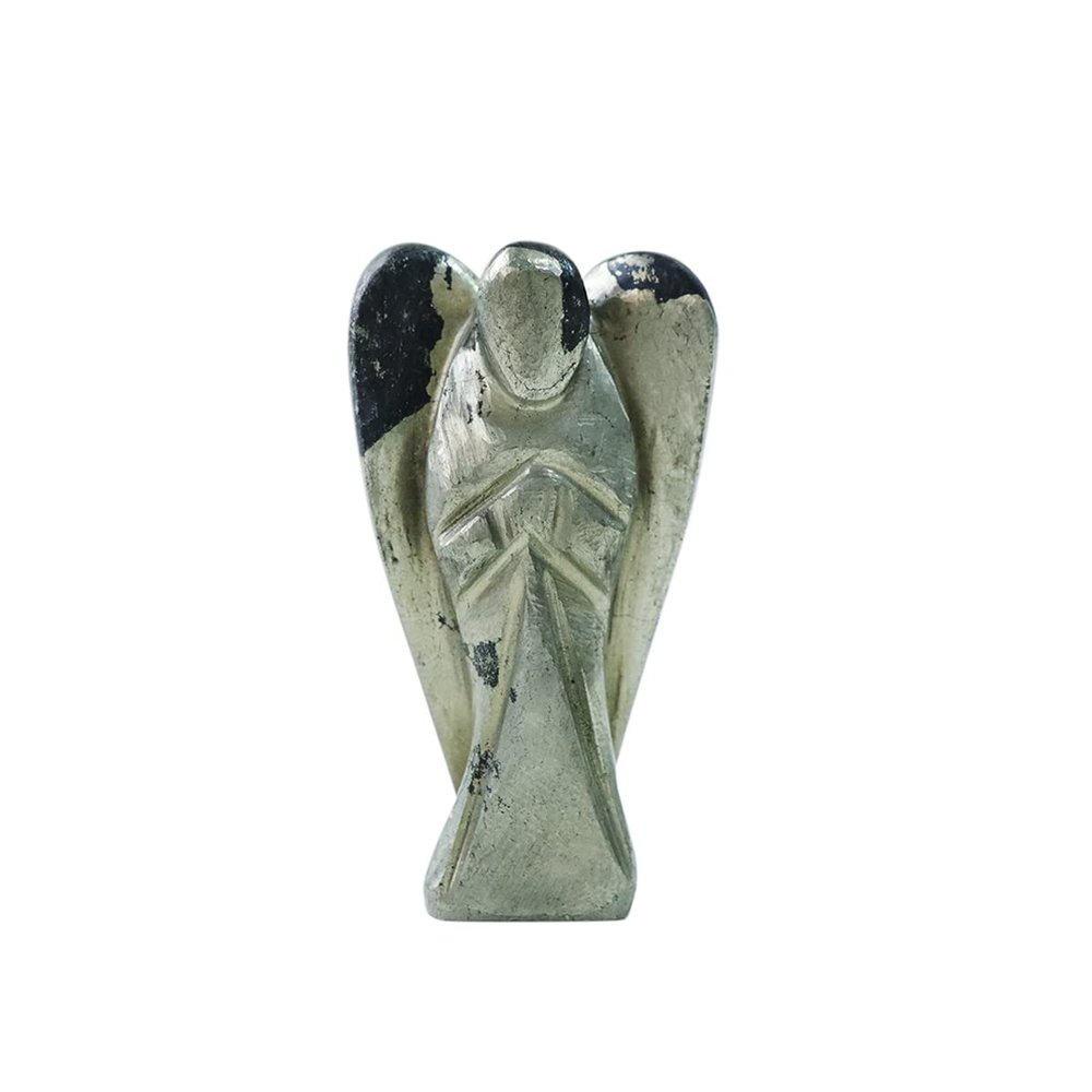 Pyrite Crystal Angel Figurine, 5.1 cm, Golden
