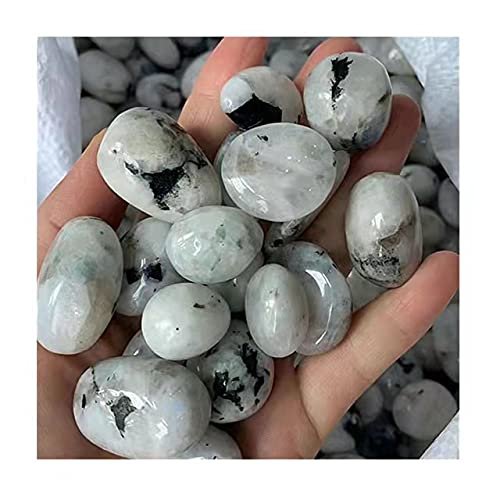 CZAOINCU Natural Quartz Room Decor, Polished Tumbled White Moonstone Crystals, 200 g, 2025 mm