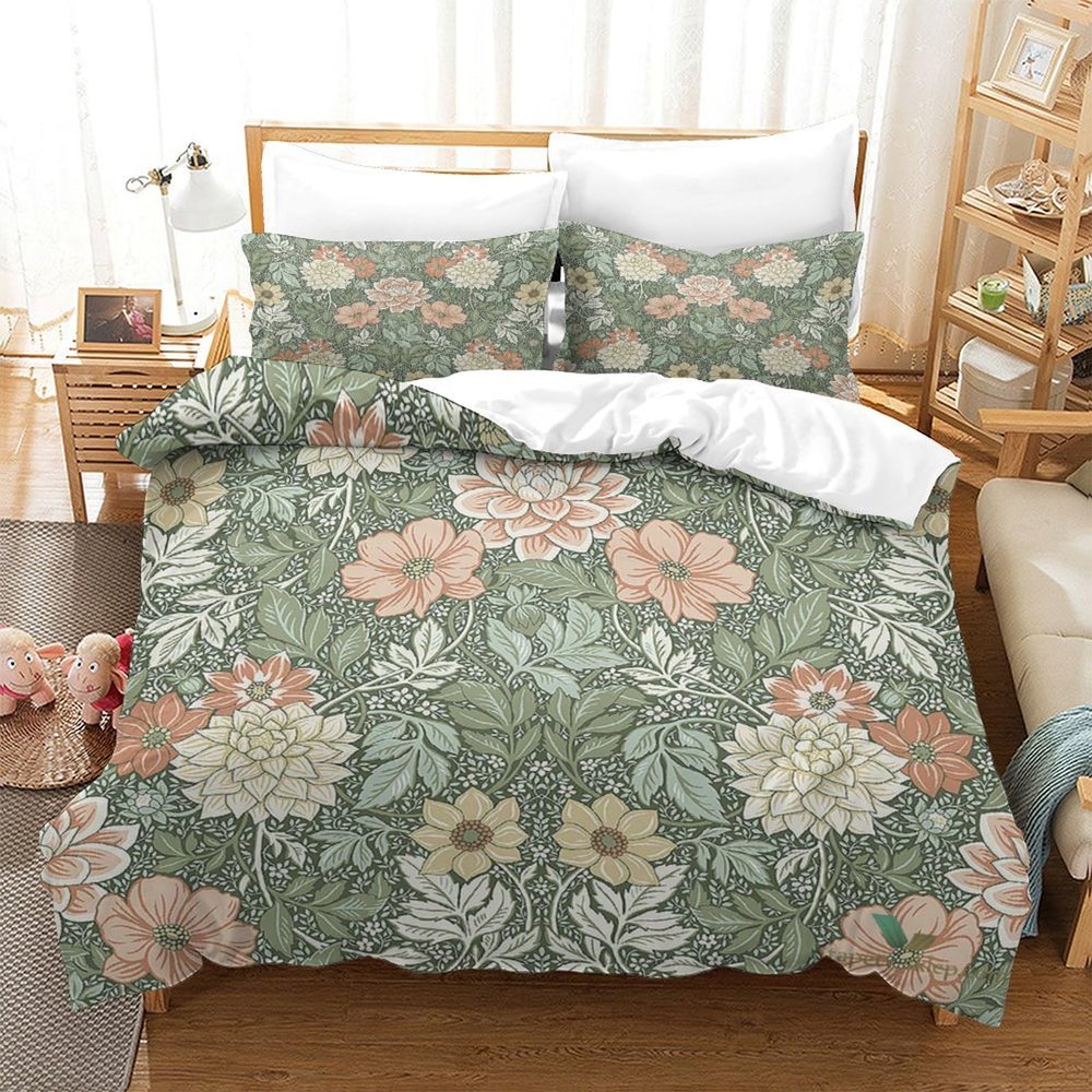 TNFHSOFT Flower Duvet Cover Set, 3D Floral Watercolor Pattern, Microfiber