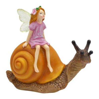 Sitting Fairy on Snail Garden Statue