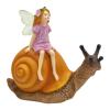 Sitting Fairy on Snail Garden Statue view 1
