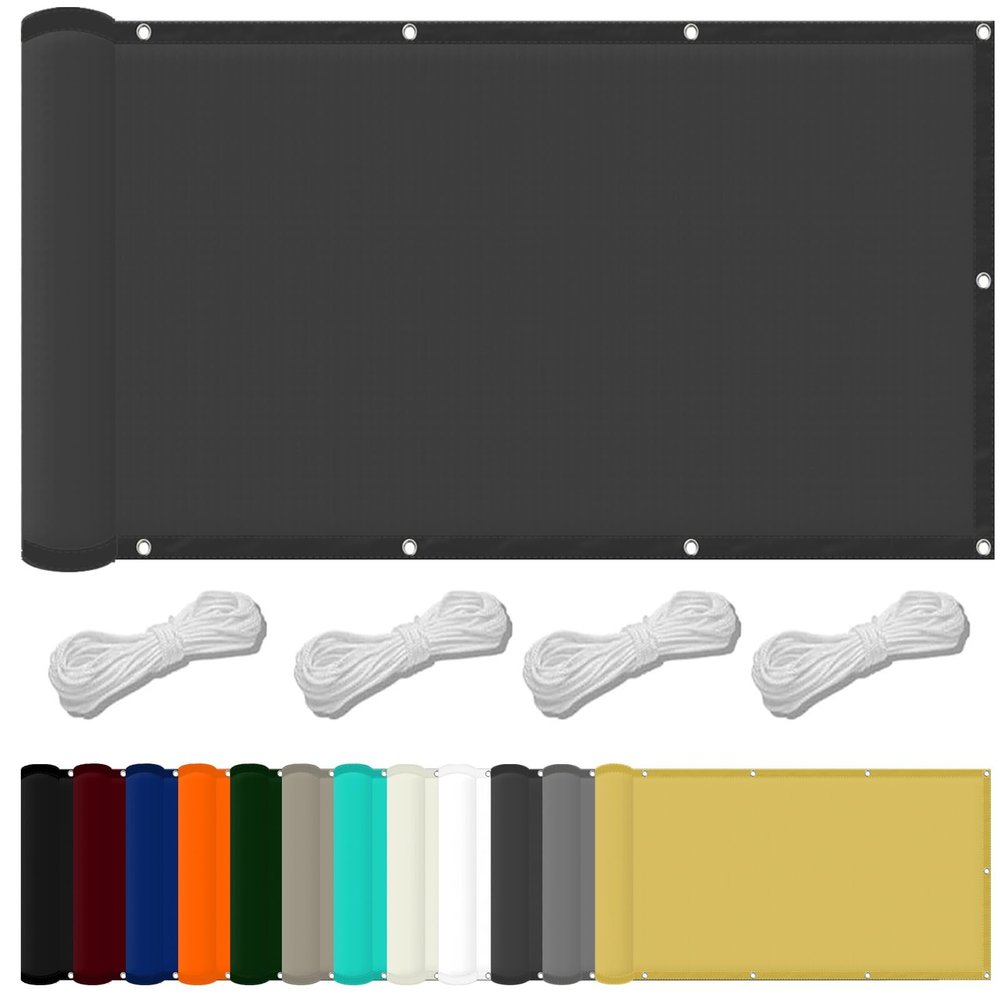 Waterproof Square Shade Sail with Eyelets, 2.4 x 5 m, Dark Gray