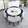 FDSGEEE Round Dining Table and 4-Chair Set, Space-Saving (Color: I) view 1