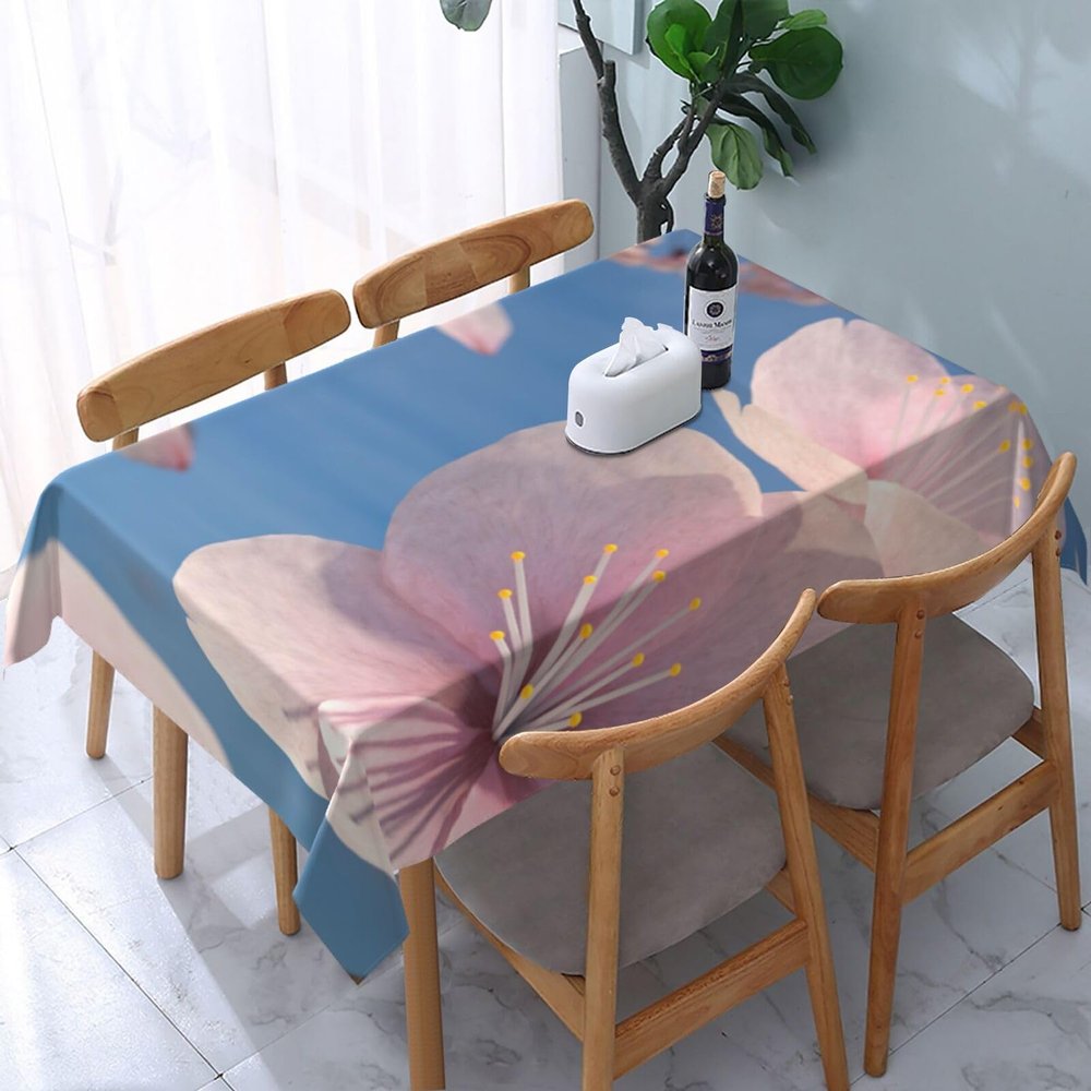 MKNAZ Rectangular Cherry Blossom Fabric Tablecloth, 183 x 137 cm