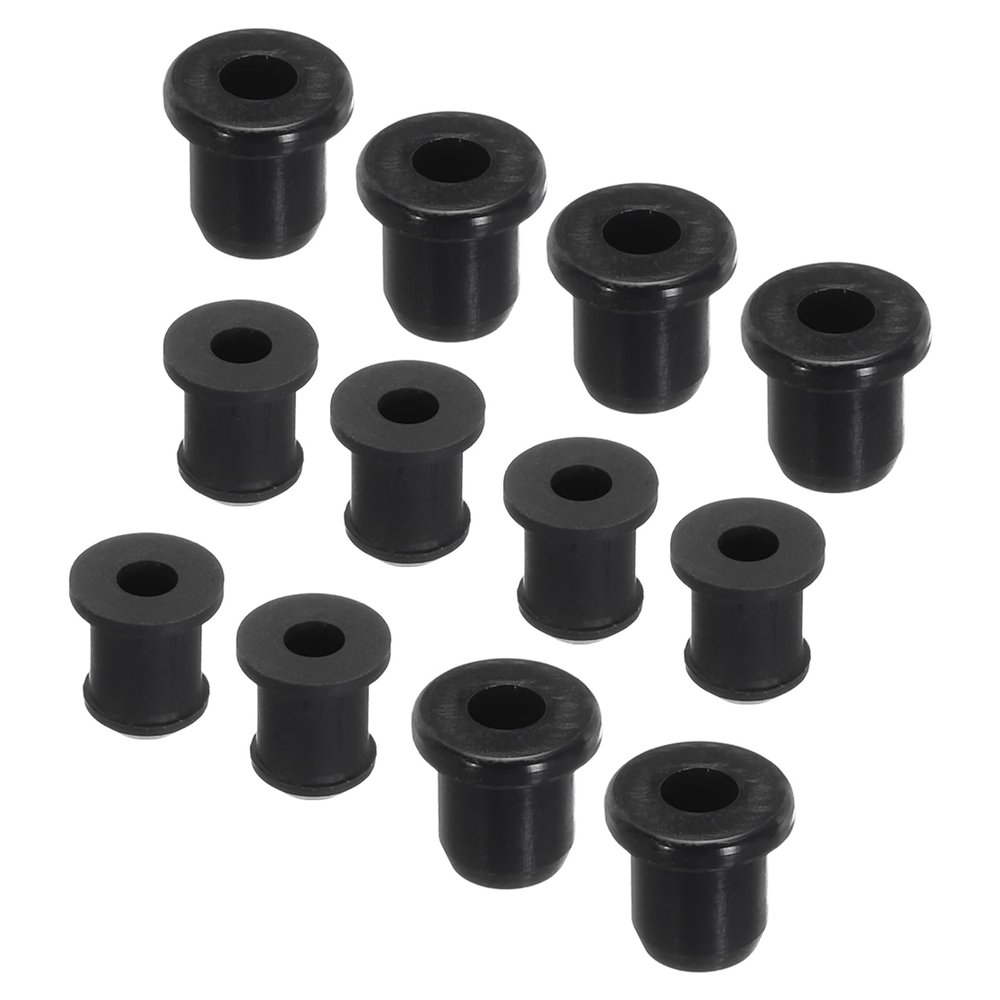 QUARKZMAN 12-Piece Silicone Rubber Cable Grommets, 7/6 mm Mounting Holes, 10/9 mm OD, 4/3.2 mm ID, Black