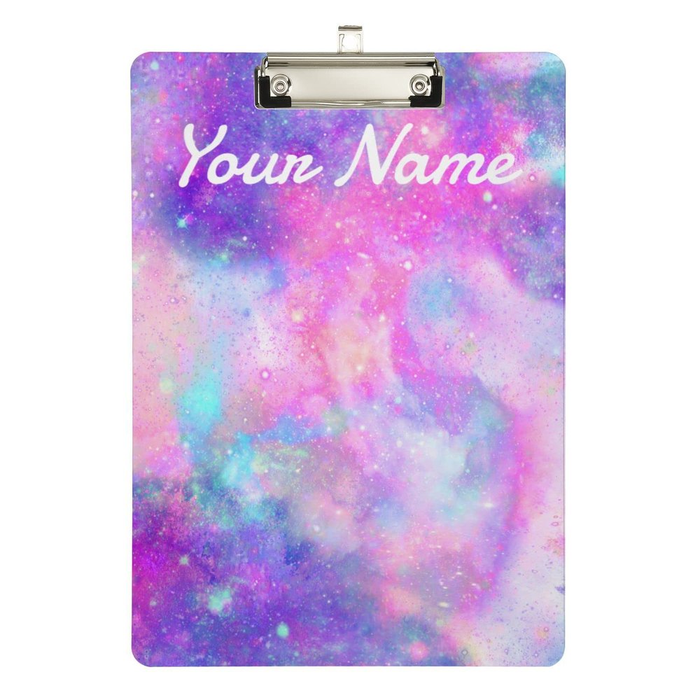 Decorative Acrylic Clipboards with Text Logo, Metal Clip for Office, Students and Nurses, 31.8 x 22.9 cm, Purple