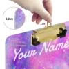 Decorative Acrylic Clipboards with Text Logo, Metal Clip for Office, Students and Nurses, 31.8 x 22.9 cm, Purple view 3