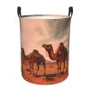 Camels Rest Desert Round Waterproof Laundry Basket with Handle view 1