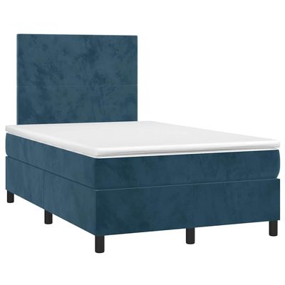 vidaXL Box Spring Bed with Mattress Dark Blue 120x190 cm Velvet