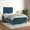 vidaXL Box Spring Bed with Mattress Dark Blue 120x190 cm Velvet view 2