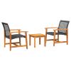 LAPOOH 3-Piece Bistro Set, Black Poly Rattan and Acacia Wood view 2