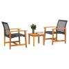 LAPOOH 3-Piece Bistro Set, Black Poly Rattan and Acacia Wood view 3
