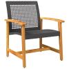 LAPOOH 3-Piece Bistro Set, Black Poly Rattan and Acacia Wood view 4