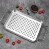 Herfair Plancha Grill Plate, 27.7 x 18.7 cm, Stainless Steel BBQ Grill Mat with Grill Clip, Teppanyaki Plate for Charcoal and Gas Grills view 3