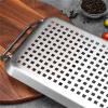 Herfair Plancha Grill Plate, 27.7 x 18.7 cm, Stainless Steel BBQ Grill Mat with Grill Clip, Teppanyaki Plate for Charcoal and Gas Grills view 4