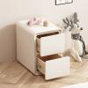 Nightstand with 2 Drawers, Faux Leather, 18.8 in. High, Gray-Blue (G view 4