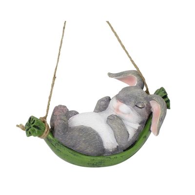 Yofab Gray Resin Rabbit Garden Statue for Outdoor Areas, Courtyards, and Garden Decor