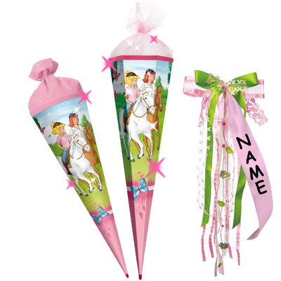Bibi Blocksberg & Tina School Cone with 3D Glitter, Selectable Size