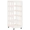 Log Holder with Wheels, White, 40 x 49 x 110 cm, Solid Pine Wood view 2