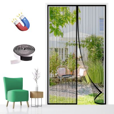 Magnetic Fly Screen Door, Automatic Closing, No Drilling, Black, 170 x 265 cm