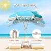 Blue Fringed Beach Umbrella for Sand, 6 ft, UV 50+, Tilt, Carry Bag view 4