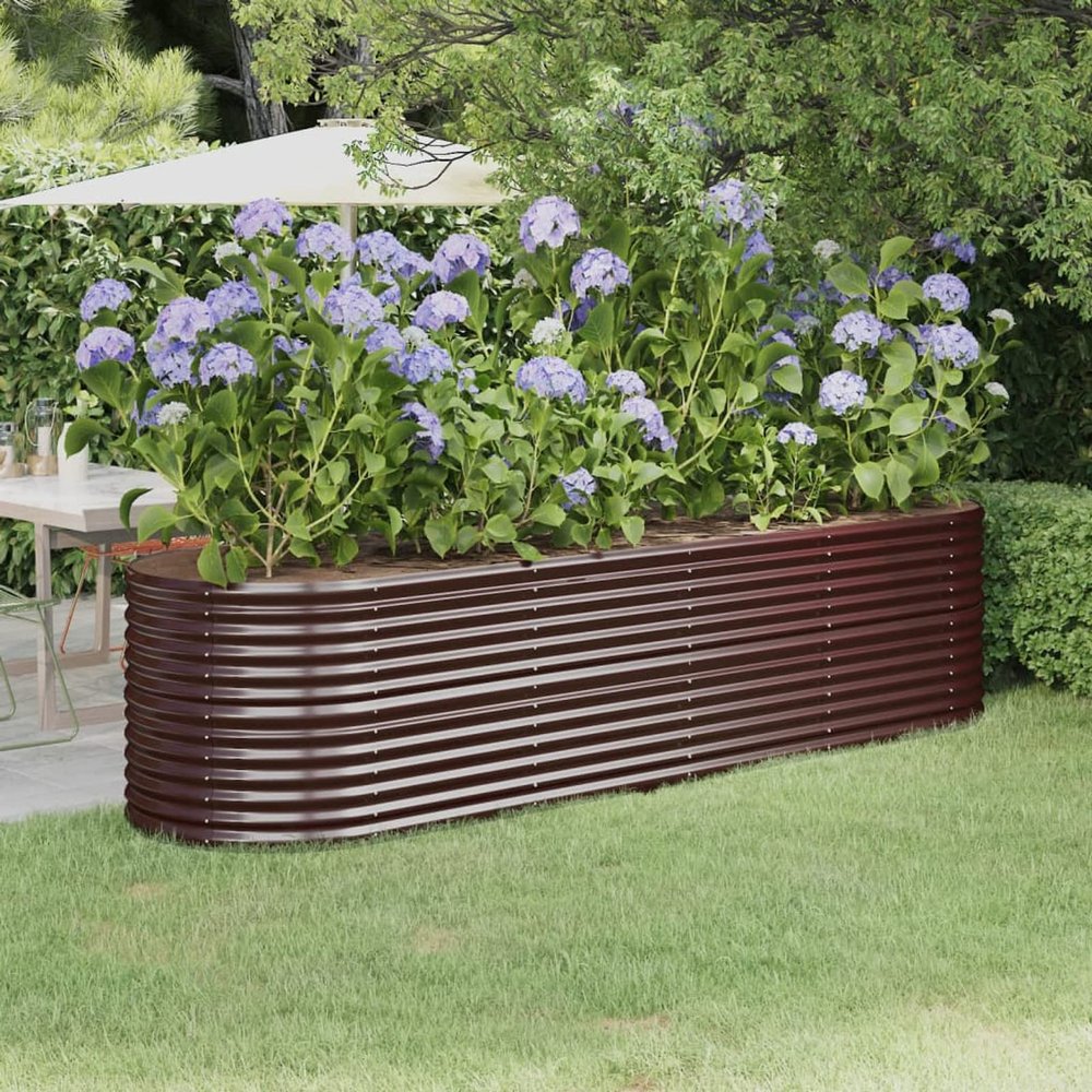 Chaduof Planter Box, Powder-Coated Steel, 296 x 80 x 68 cm, Brown