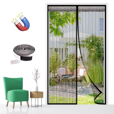 Magnetic Insect Screen Door, Automatic-Close Fly Curtain, No Drilling, Black, 70 x 190 cm