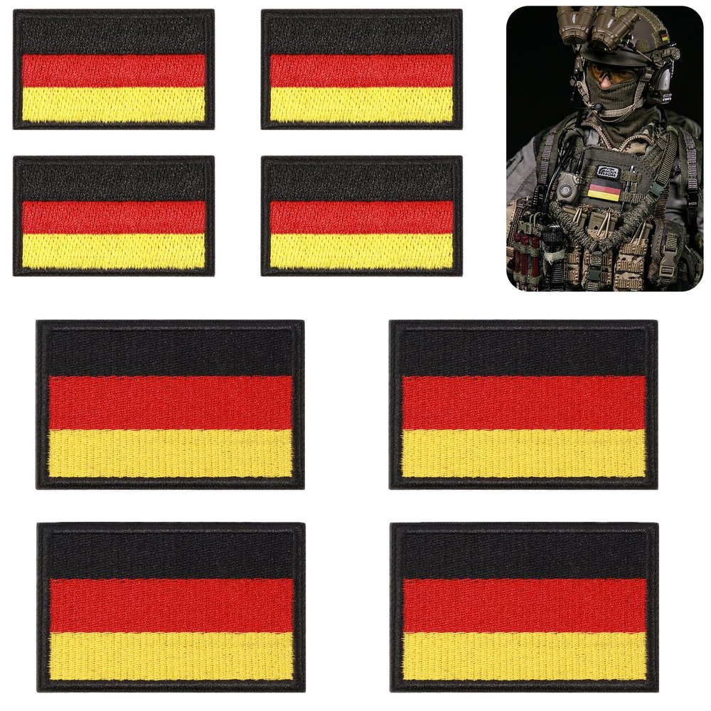 8-Piece Germany Flag Patch Set, Embroidered, 8 x 5 cm and 5 x 3 cm