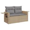 BaraSh 2-Seater Outdoor Sofa with Cushions, Beige Poly Rattan view 2