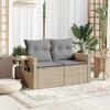 BaraSh 2-Seater Outdoor Sofa with Cushions, Beige Poly Rattan view 3