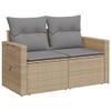 BaraSh 2-Seater Outdoor Sofa with Cushions, Beige Poly Rattan view 4