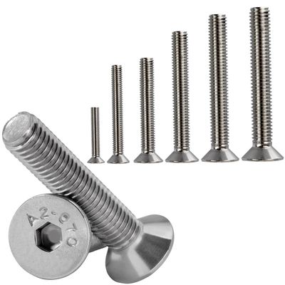 50 M5 x 40 mm Countersunk Hex Socket Screws, Stainless Steel A2, Full Thread, DIN 7991