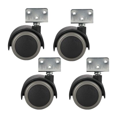 Swivel Casters with L-Shaped Mounting Plates, Polyurethane, 3.8 cm