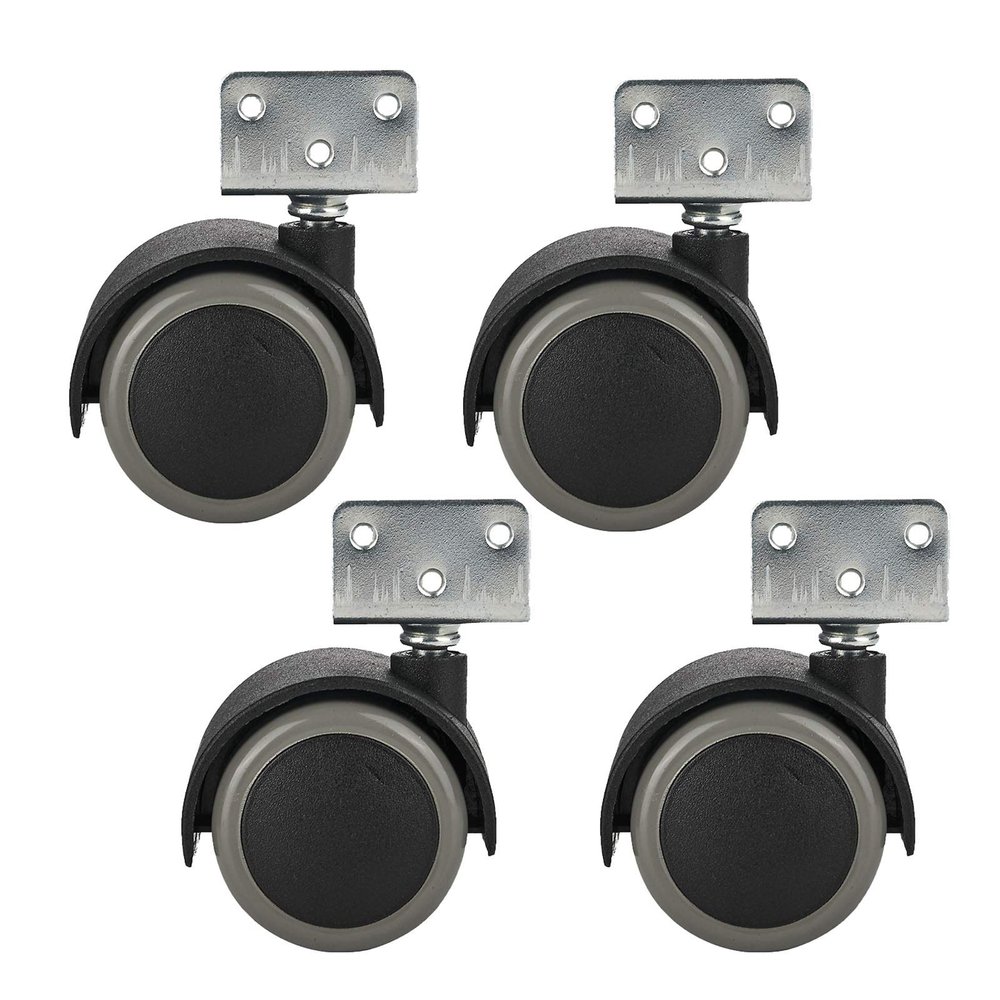 Swivel Casters with L-Shaped Mounting Plates, Polyurethane, 3.8 cm