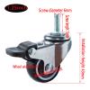 4-Pack Soft Rubber Swivel Casters, M6 x 15 mm Threaded Stem, 2 Braked + 2 Universal, 1.25 in view 2