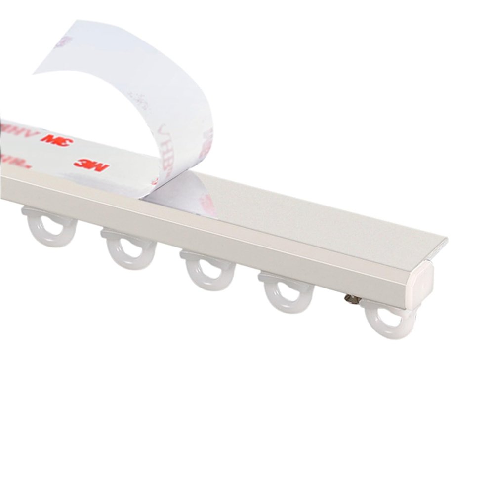 No-Drill Self-Adhesive Curtain Track for Ceilings or Walls, White, 4.4 m/14 ft