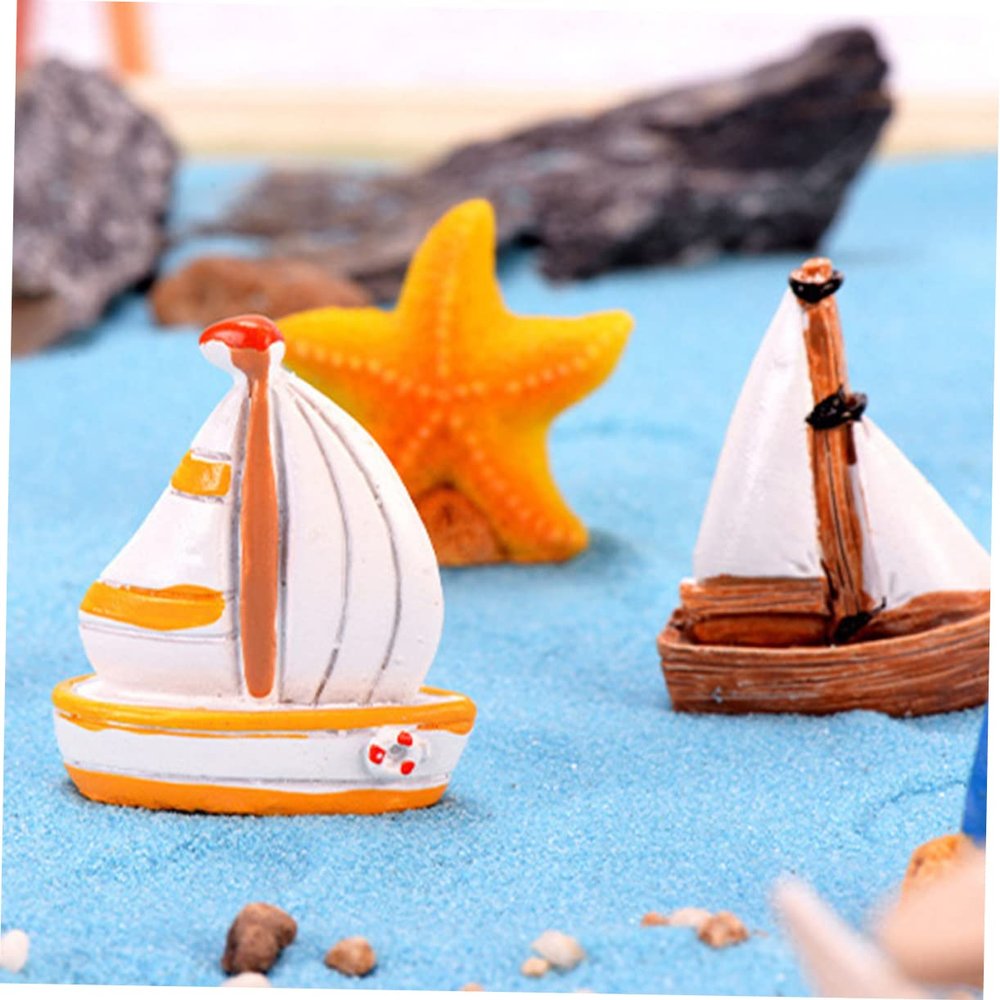 SEWOART 7-Piece Resin Seabird and Sailboat Decor Set