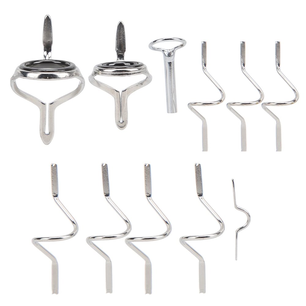 UPALDHOU Fly Fishing Rod Guide Set, Stainless Steel, Double-Foot Guide Rings, Various Sizes