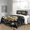 BLISSCOZY Luxury Golden Flower 3D-Printed 3-Piece Microfiber Bedding Set, King 220 x 240 cm view 3