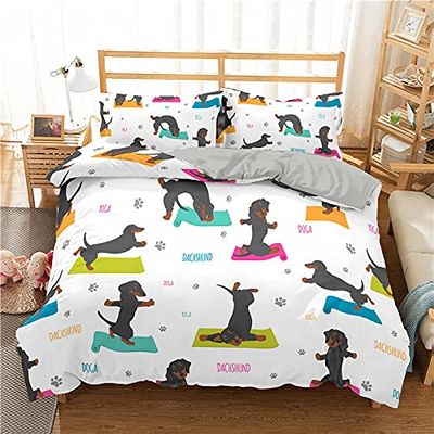 NDXRWDZR Dachshund Duvet Cover Set 155 x 220 cm with Zipper for Children