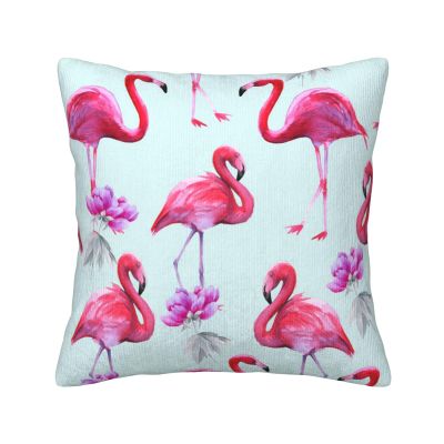 ESASAM Corduroy Pillow Cover, Pink Flamingos