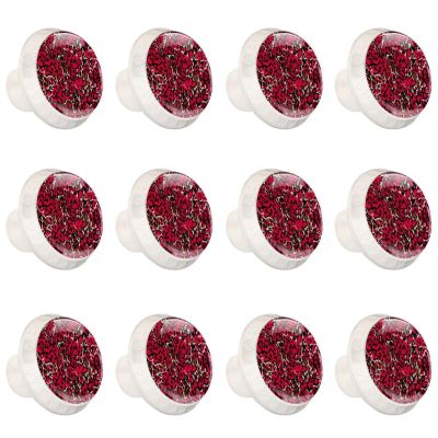Cabinet/Drawer Knobs with Arthritis Leopard Pattern, Clear Crystal Glass, 12-Pack