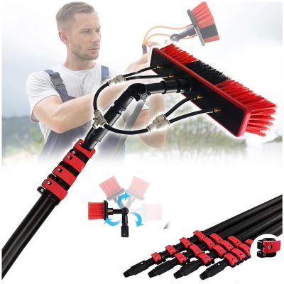 Window Cleaning Pole, Water-Fed Washing Set with Extension Pole for Truck Windows and Photovoltaic/Solar Panels (55 cm Brush Head, 18 ft/5.4 m)