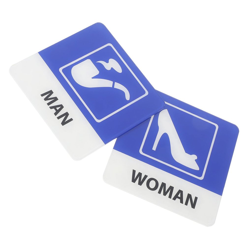 Generic 2-Piece Acrylic Bathroom Signs, Toilet Signage for Restaurants and Offices, LED Men's Restroom Decor