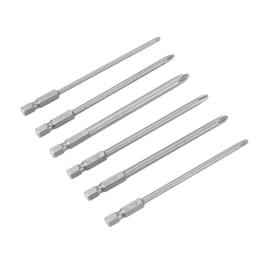 PH0 PH1 PH2 PH3 Bit Set, 10-Piece Steel PH1/PH2 Slotted Screwdriver Bits, 1/4-Inch Hex Shank, 100 mm