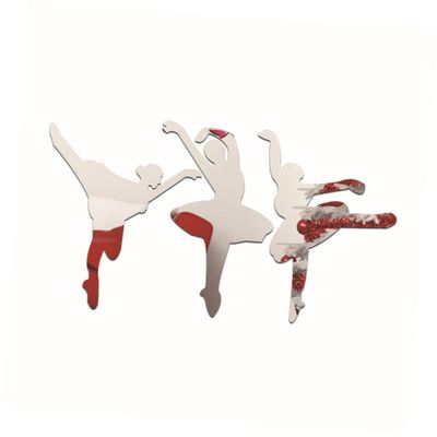 Silver Waterproof Acrylic Ballet Girl Wall Mirror Sticker