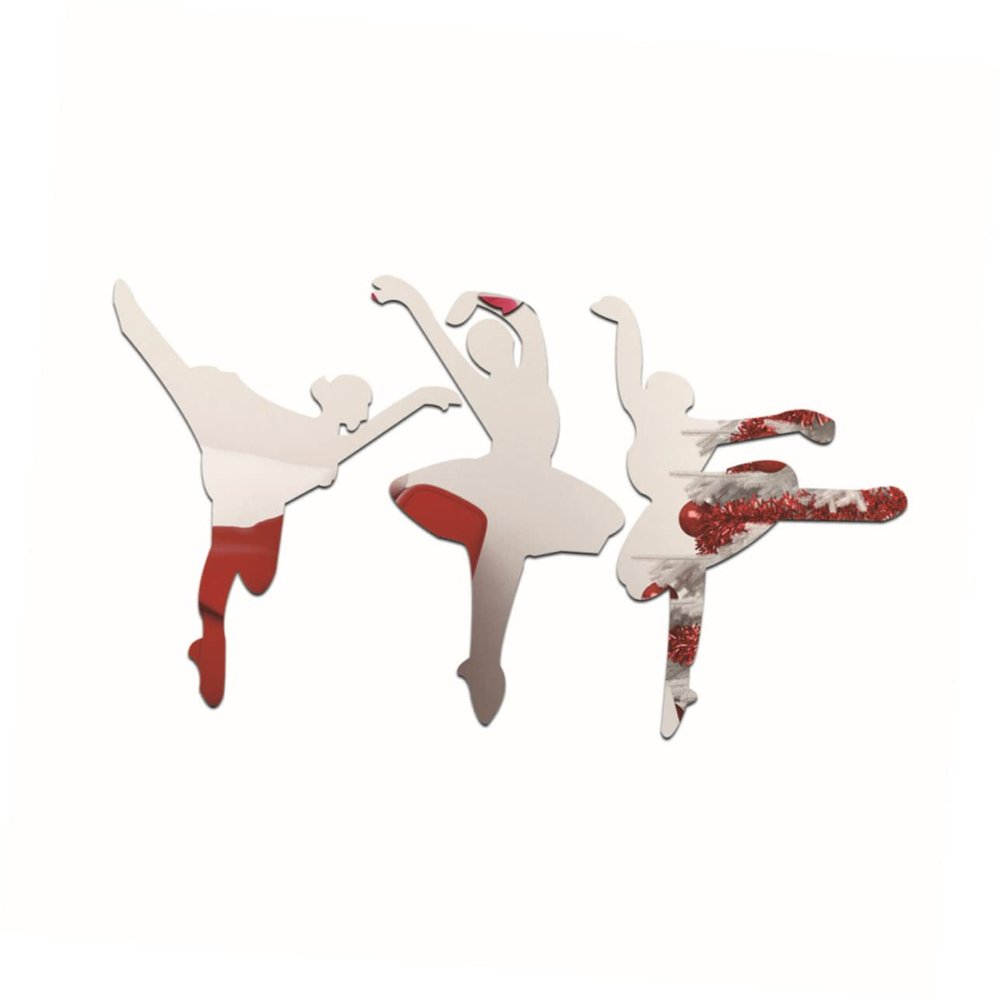 Silver Waterproof Acrylic Ballet Girl Wall Mirror Sticker