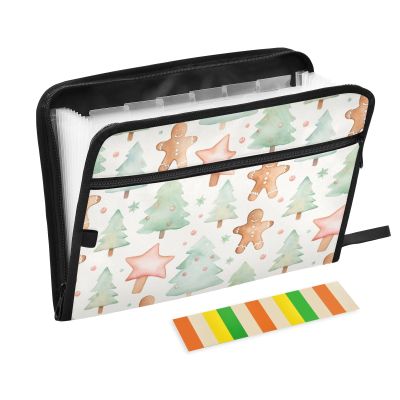 Accordion File Folder with Christmas Tree Cartoon Pattern, 13 Pockets