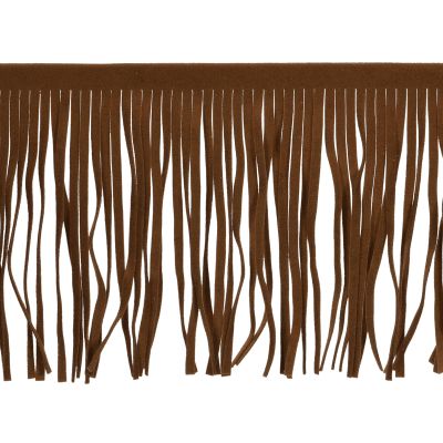 QUARKZMAN 2 m x 15 cm PU Leather Fringe Trim, Double-Sided Tassel Fringe for DIY Sewing, Dresses, Skirts and Crafts, Coffee Brown