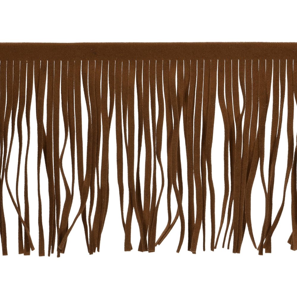 QUARKZMAN 2 m x 15 cm PU Leather Fringe Trim, Double-Sided Tassel Fringe for DIY Sewing, Dresses, Skirts and Crafts, Coffee Brown